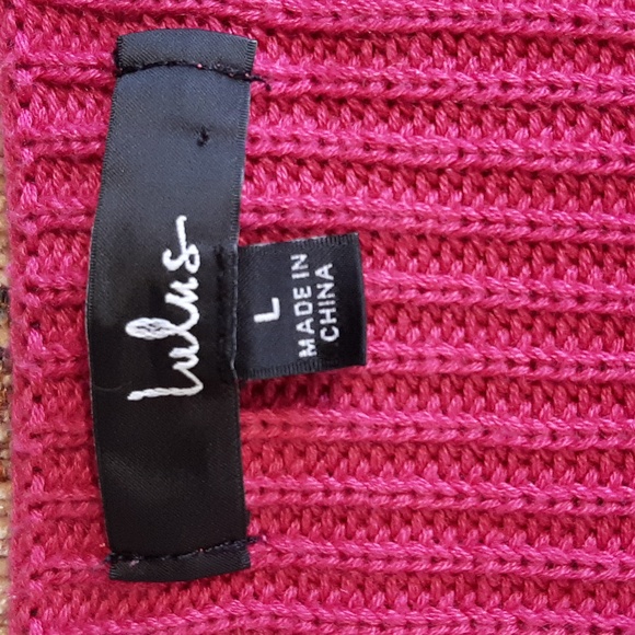 Lulus Crop Sweater Size Large Dark Pink, Berry Color - Picture 3 of 8